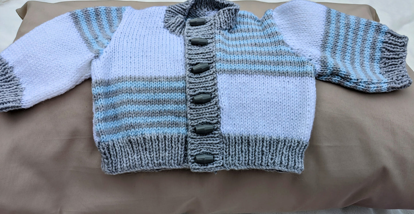 Knitted Cardigan, Hat & Booties Set 0-3 months