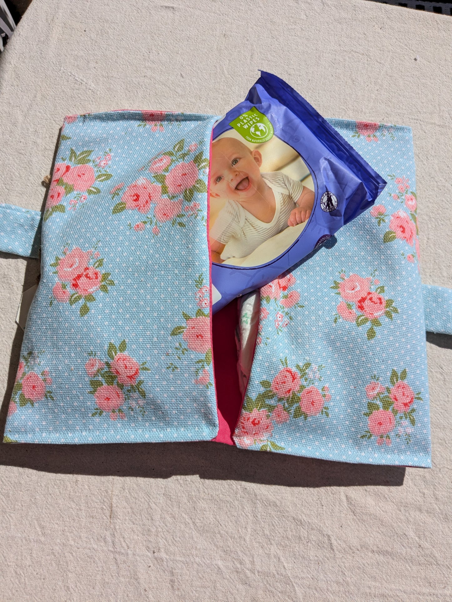 Travel Nappy & Wipes Pouch - Pink Rose