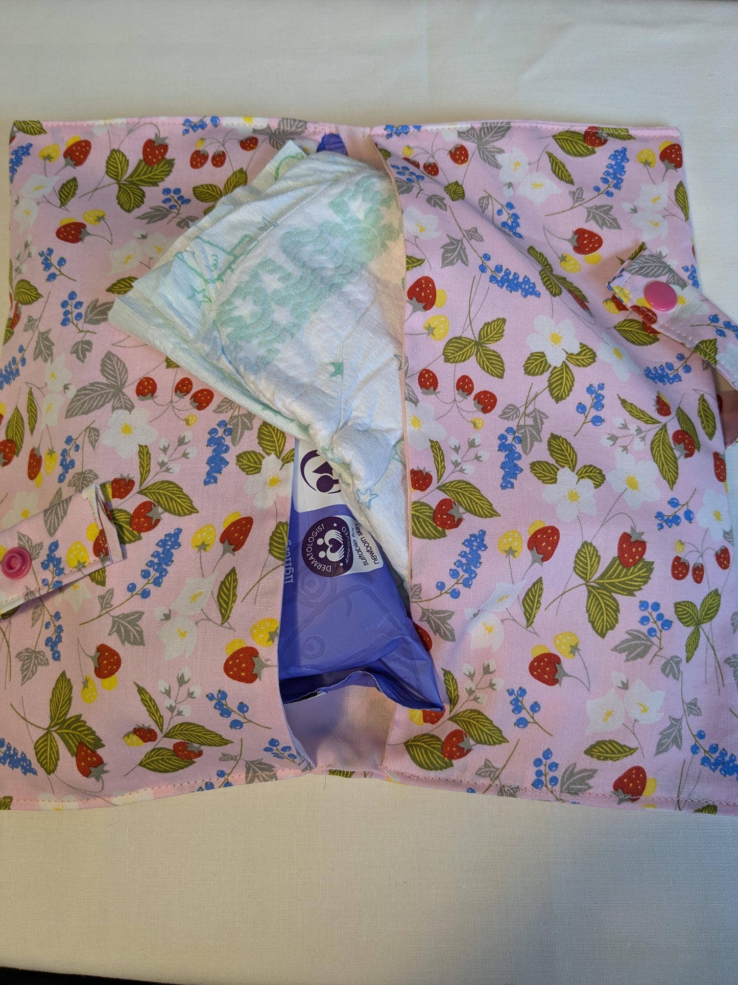 Travel Nappy & Wipes Pouch - Strawberry